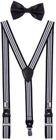 img 4 attached to Suspender Adjustable Black White Stripe