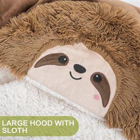 img 3 attached to 🦥 Sloth Hooded Blanket for Adults - Ultra-Soft Cozy Plush Flannel Fleece & Sherpa Hoodie Throw Cloak Wrap - Sloth Gifts for Women, Adults, and Kids