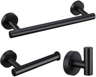 pynsseu 3-pieces matte black stainless steel bathroom hardware set, wall mounted sus304, includes 12-inch towel bar, towel and robe hook, toilet paper holder, heavy duty bathroom accessories kit logo