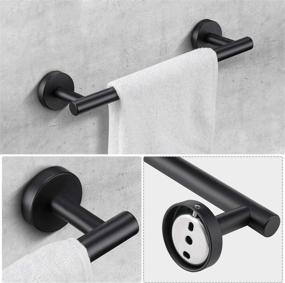 img 2 attached to Pynsseu 3-Pieces Matte Black Stainless Steel Bathroom Hardware Set, Wall Mounted SUS304, Includes 12-Inch Towel Bar, Towel and Robe Hook, Toilet Paper Holder, Heavy Duty Bathroom Accessories Kit