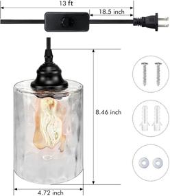 img 3 attached to 💡 Vintage Industrial Plug in Pendant Light: Elegant Black Farmhouse Hanging Lamp with Glass Shade - Perfect for Kitchen Island, Dining Table, Bedroom & Hallway!