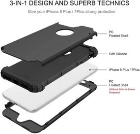 img 3 attached to 📱 BENTOBEN iPhone 8 Plus Case, iPhone 7 Plus Case - 3-in-1 Hybrid Hard Plastic Soft Rubber Shockproof Bumper - Full-Body Protective Phone Cover - Heavy-Duty Rugged Design - Black