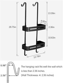 img 2 attached to 🚿 2-Tier Hanging Shower Caddy with Hook and Basket for Bathroom Storage - Over The Door Shower Organizer, Aluminum Shower Shelf Rack (Black)