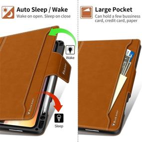 img 1 attached to 📱 2021/2020/2018 iPad Pro 11-inch Case - BuKoor PU Leather Case with Pencil Holder, Auto Sleep/Wake, Magnetic Clasp Pocket Folio Smart Cover for iPad Pro 3rd/2nd/1st Generation (Brown)