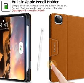 img 3 attached to 📱 2021/2020/2018 iPad Pro 11-inch Case - BuKoor PU Leather Case with Pencil Holder, Auto Sleep/Wake, Magnetic Clasp Pocket Folio Smart Cover for iPad Pro 3rd/2nd/1st Generation (Brown)