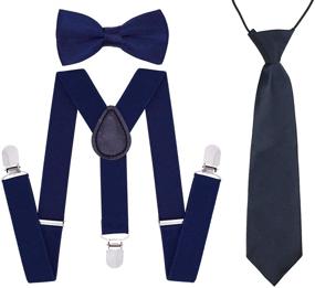 img 2 attached to 👔 Boys' Adjustable Y-Shape Suspenders Set with Bowtie and Necktie: Stylish and Practical Accessories