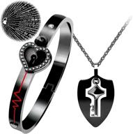 💑 uloveido shield key pendant necklace and lock bracelet set - ideal anniversary or birthday gift, symbolizing love and connection y473/y474 logo