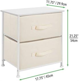 img 1 attached to mDesign Storage Dresser End/Side Table Night Stand Furniture Unit - Compact Standing Organizer for Bedroom, Office, Living Room, and Closet - 2 Drawer Removable Fabric Bins - Cream/White