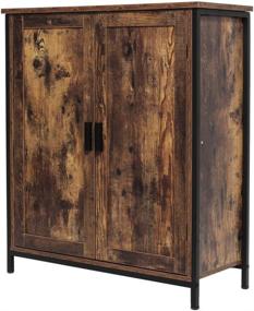 img 4 attached to 🗄️ Iwell Freestanding Cabinet with 1 Shelf & 2 Doors, Cupboard with Metal Frame, Media File Storage Cabinet for Kitchen, Entryway in Rustic Brown