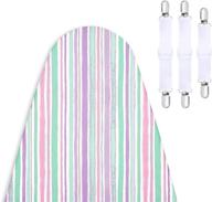 🌈 enhanced encasa homes replacement ironing board cover with 4mm extra thick soft felt pad for steam press - bright stripes - (fits standard large boards of wide, 18 x 49 inch) elastic fitting, heat reflective logo