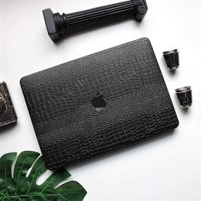 img 2 attached to Black Crocodile Leather MacBook Air 13 inch Case - Compatible with 2021-2018 Release, A2337 M1 A2179 A1932, Plastic Hard Shell + Keyboard Cover + Screen Protector