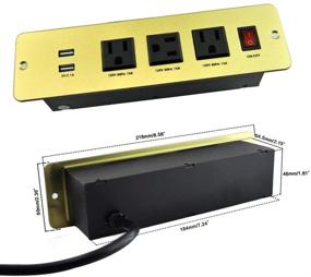 img 1 attached to 💡 Convenient Recessed Power Strip with 3 Outlets, 2 USB Ports & 9.85ft Power Cord - Gold Tone