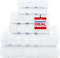 🛀 super soft and absorbent towel set - 2 bath towels, 2 hand towels, and 2 washcloths, 100% turkish cotton, ideal for bathroom and kitchen, shower towel in bright white logo