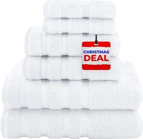 img 4 attached to 🛀 Super Soft and Absorbent Towel Set - 2 Bath Towels, 2 Hand Towels, and 2 Washcloths, 100% Turkish Cotton, Ideal for Bathroom and Kitchen, Shower Towel in Bright White