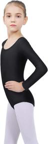 img 2 attached to 🩰 Hidance Girls' Leotards - Basic Long Sleeve Ballet Dance Leotards with Crisscross Back Straps for Toddler and Kids