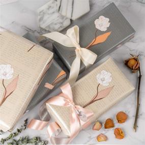 img 2 attached to 🎁 RUSPEPA Matte Wrapping Paper Roll: Elegant Flower Design & Handwriting Letters on Ivory Paper - 30 inches x 32.8 Feet - Versatile Gift Wrap for All Occasions