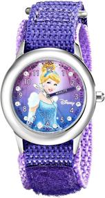 img 3 attached to 👑 Disney Kids' Cinderella Glitz Stainless Steel Time Teacher Watch - Purple Nylon Band