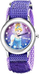 img 3 attached to 👑 Детские часы Disney Cinderella Glitz Time Teacher из нержавеющей стали с фиолетовым нейлоновым ремешком.