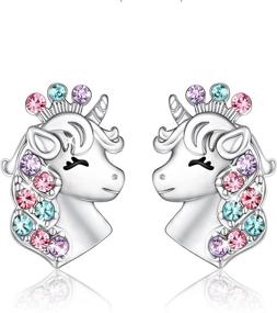 img 4 attached to 🦄 Shonyin Silver Unicorn Earrings: Stylish Hypoallergenic Jewelry Gift for Girls & Women - Ideal for Back to School, Birthday Parties & Christmas