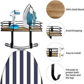 img 2 attached to 🧺 Irhisaby Ironing Board Hanger Wall Mount with Large Storage Basket and Removable Hooks: A Convenient Organizer for Laundry Room