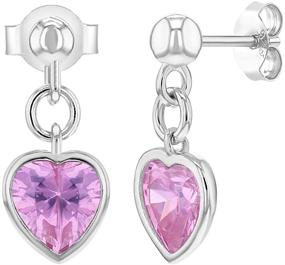 img 4 attached to 💖 925 Sterling Silver Heart Ball Stud Dangle Earrings with Pink Cubic Zirconia – Ideal for Girls, Teens, Toddlers, and Young Teens – Delicate Safety Back Stud Earrings