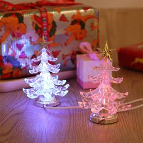 img 2 attached to Enhance Your Christmas Decor with Mobestech 2pcs USB Acrylic Light Up Christmas Tree Night Lights