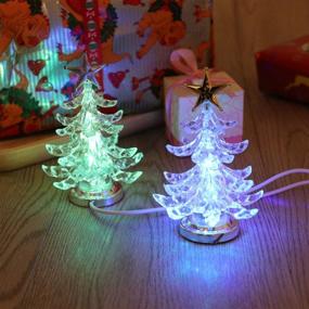 img 1 attached to Enhance Your Christmas Decor with Mobestech 2pcs USB Acrylic Light Up Christmas Tree Night Lights