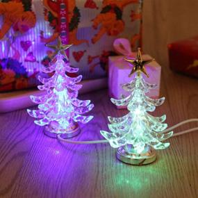 img 3 attached to Enhance Your Christmas Decor with Mobestech 2pcs USB Acrylic Light Up Christmas Tree Night Lights