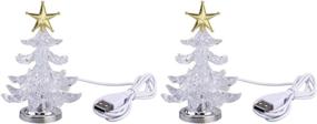 img 4 attached to Enhance Your Christmas Decor with Mobestech 2pcs USB Acrylic Light Up Christmas Tree Night Lights