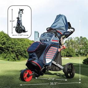 img 2 attached to 🏌️ Lakehood Golf Cart - Lightweight Sturdy Golf Bag Cart with Folding Design, Golf Push Cart for Easy Transport, Scorecard Holder, Mobile Phone Holder, Storage Bag, Ice Packs Cup Holder