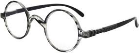 img 4 attached to 👓 Eyekepper Large Round Reading Glasses: Vintage Professor Oval Readers (Grey Stripe,+2.00)