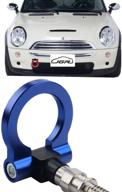 jgr blue front bumper tow hook bolt on aluminum sport racing accessories tow eye hook hinge compatible with mini cooper r50 r51 r52 r53 r55 r56 r57 r58 r59 1st gen &amp logo