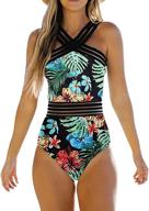 👙 stylish avodova women's grils swimsuit with front crossover design, monokinis hollow flowers printed bathing suits logo