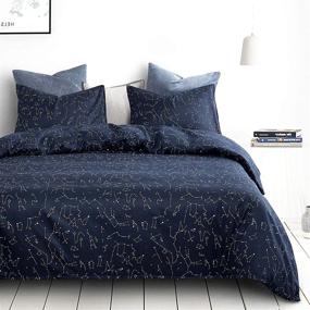 img 3 attached to 🌙 Wake In Cloud - Constellation Comforter Set: Navy Blue with White Space Stars Pattern Printed - Soft Microfiber Bedding (3pcs, Full Size) for Dreamy Nights