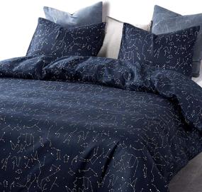 img 2 attached to 🌙 Wake In Cloud - Constellation Comforter Set: Navy Blue with White Space Stars Pattern Printed - Soft Microfiber Bedding (3pcs, Full Size) for Dreamy Nights