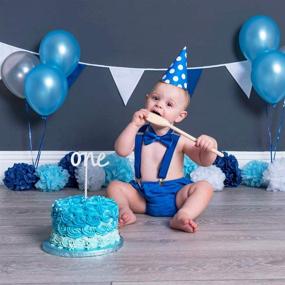img 3 attached to 👶 Adorable AWAYTR Baby Boys Cake Smash Outfit - Perfect for a Memorable First Birthday Party with Suspenders, Bow Tie, and Bloomers!