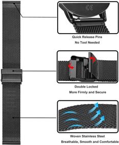 img 2 attached to 📿 TRUMiRR 22mm Band Sets for Fossil Men's Gen 5 Carlyle/Garrett/Gen 6 44mm/Gen 5E 44mm Smart Watch: Solid Stainless Steel + Mesh Loop Strap Watchband for Fossil Men's Gen 4 Explorist HR