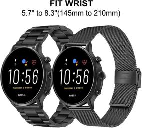 img 3 attached to 📿 TRUMiRR 22mm Band Sets for Fossil Men's Gen 5 Carlyle/Garrett/Gen 6 44mm/Gen 5E 44mm Smart Watch: Solid Stainless Steel + Mesh Loop Strap Watchband for Fossil Men's Gen 4 Explorist HR