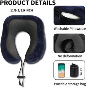 img 3 attached to 🌙 Premium Memory Foam Travel Pillow: Ultra Comfortable & Lightweight Neck Pillow for Airplane, Car, Home/Office - Includes Earplugs, 3D Eye Mask, and Travel Bag