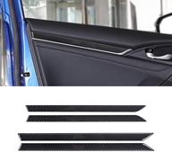 🚘 enhance your honda civic's interior: lanzmyan carbon fiber door panel dial cover trims for 10th gen (2016-2020) logo