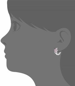 img 2 attached to Sparkling Rhodium Plated Pink Cubic Zirconia Flower Hoop Earrings - 8mm Girls & Teens Jewelry