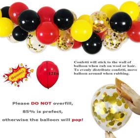 img 2 attached to 🎈 Set of 40 Mouse Party Balloons: 12 Inch Red Black Yellow Latex Balloons with Gold Confetti + Crepe Paper Streamers and Balloon Strip. Ideal for Baby Shower, Birthday Party Decorations & Supplies