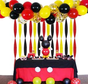 img 3 attached to 🎈 Set of 40 Mouse Party Balloons: 12 Inch Red Black Yellow Latex Balloons with Gold Confetti + Crepe Paper Streamers and Balloon Strip. Ideal for Baby Shower, Birthday Party Decorations & Supplies