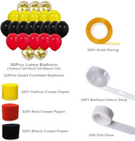 img 1 attached to 🎈 Set of 40 Mouse Party Balloons: 12 Inch Red Black Yellow Latex Balloons with Gold Confetti + Crepe Paper Streamers and Balloon Strip. Ideal for Baby Shower, Birthday Party Decorations & Supplies