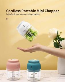 img 3 attached to 🧄 DingDing Mini Electric Garlic Chopper (350ML) - Small Garlic Mincer with 4-Blades - USB Rechargeable & Waterproof - Wireless Mini Food Processor for Spices, Garlic, Onion, Meat, Nuts - Blue