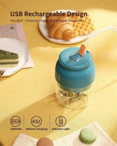 img 2 attached to 🧄 DingDing Mini Electric Garlic Chopper (350ML) - Small Garlic Mincer with 4-Blades - USB Rechargeable & Waterproof - Wireless Mini Food Processor for Spices, Garlic, Onion, Meat, Nuts - Blue