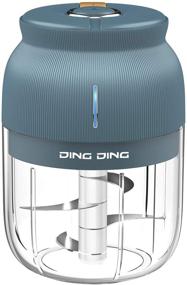 img 4 attached to 🧄 DingDing Mini Electric Garlic Chopper (350ML) - Small Garlic Mincer with 4-Blades - USB Rechargeable & Waterproof - Wireless Mini Food Processor for Spices, Garlic, Onion, Meat, Nuts - Blue