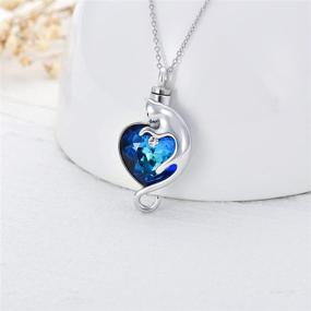 img 2 attached to 🐱 Sterling Silver Cat Urn Necklace: My Angel Cat Cremation Keepsake with Austrian Blue Heart Crystal