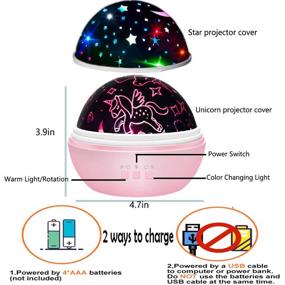img 2 attached to 🦄 3-9 Year Old Girls Unicorn Gifts: Night Lights for Kids Room Decor with 16 Colors Projector Lamp, Rotation Feature, and Kawaii Stuff (Pink-Unicorn&amp;Stars)