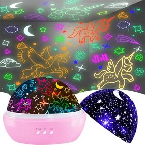 img 4 attached to 🦄 3-9 Year Old Girls Unicorn Gifts: Night Lights for Kids Room Decor with 16 Colors Projector Lamp, Rotation Feature, and Kawaii Stuff (Pink-Unicorn&amp;Stars)
